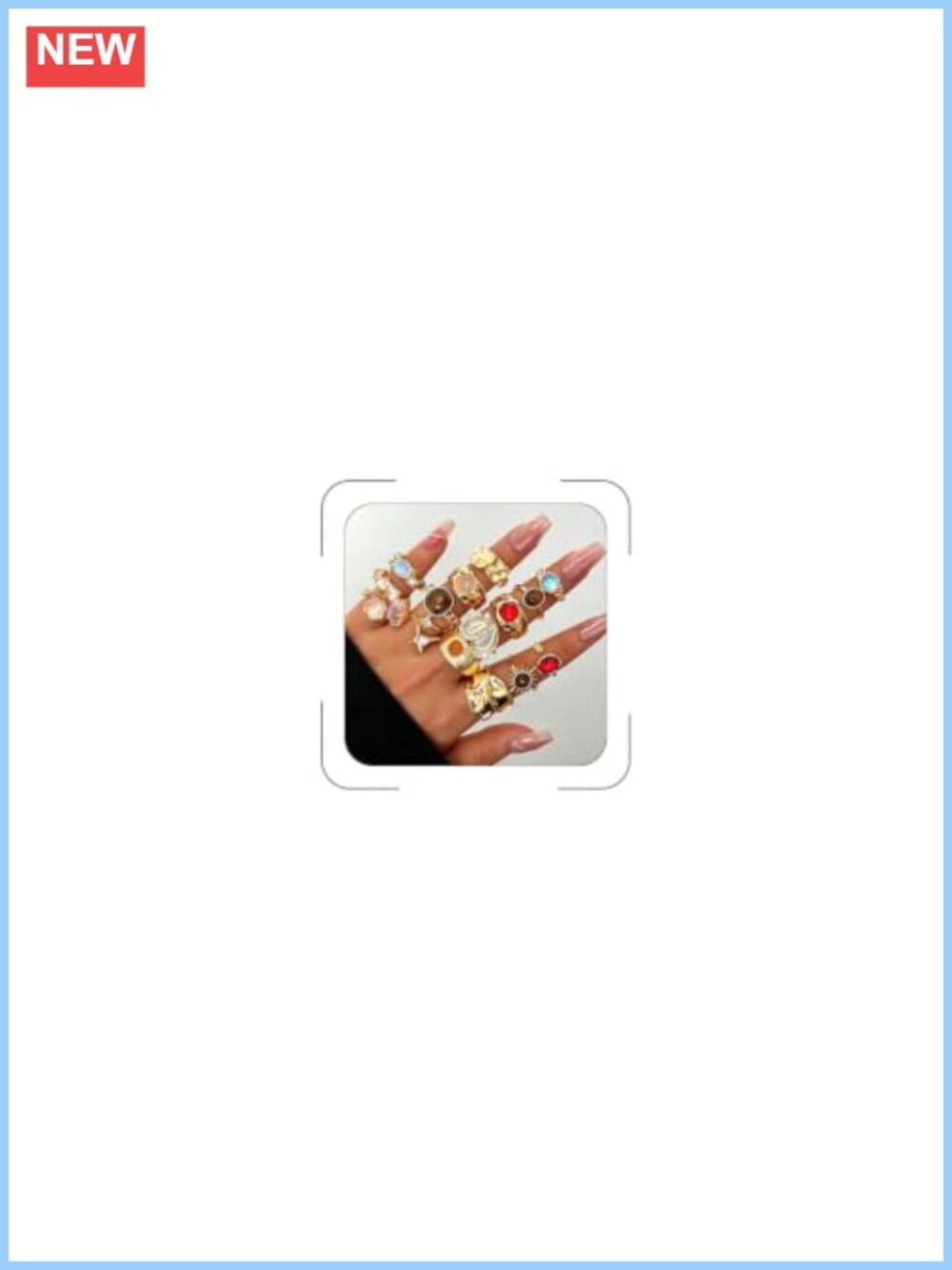 15 Pc Chunky Stackable Statement Ring Set Adjustable Open Band